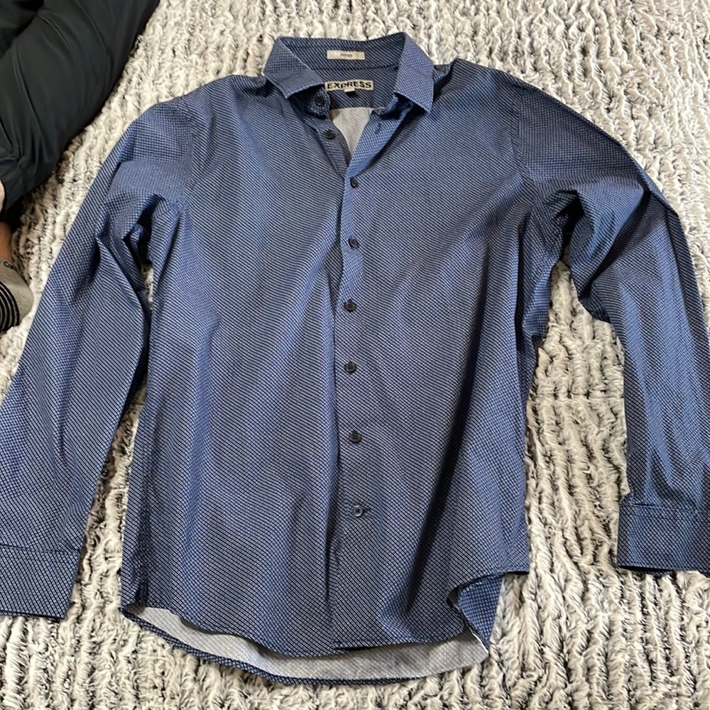 Express Fitted Blue Button Down